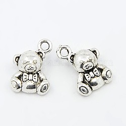 Alloy Charms, Nickel Free and Lead Free, Teddy, Antique Silver, 15x11x6mm