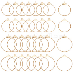 Beebeecraft 40Pcs 2 Size Brass Pendants, Hoop Earring Findings, Ring Charms with Double Loops, Real 18K Gold Plated, 33~39x29~36x1mm, Hole: 1mm, 20Pcs/size