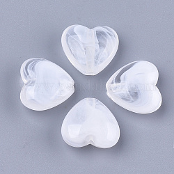 Perles acryliques, pierre d'imitation, cœur, blanc clair, 16.5x17.5x7.5mm, trou: 2 mm, environ 350 pcs / 500 g