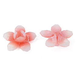 Kunststoff-Perlen, Blume, Orangerosa, 29x28x12.5 mm, Bohrung: 1 mm
