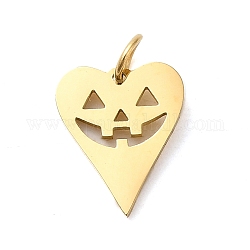 Halloween 304 Edelstahl Charms, mit Sprungring, Herz Charme, echtes 14k vergoldet, 10x8x0.9 mm, Bohrung: 2.4 mm
