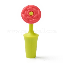 Silicone Wine Bottle Stoppers, Flower, Red, 84x31x24mm, Hole: 7.5mm