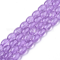 Transparentes craquements perles de verre brins, ovale, Prune, 8x5.5~6mm, Trou: 1mm, Environ 100 pcs/chapelet, 31.4 pouce