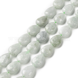 Myanmar natural jade / burmese jade cuentas hebras, lágrima, 12x8x5.5mm, agujero: 0.8 mm, aproximamente 34 pcs / cadena, 15.75 pulgada (40 cm)