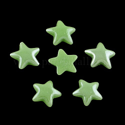 Pearlized Plated Opaque Glass Cabochons, Star, Dark Sea Green, 3.5x4x1mm
