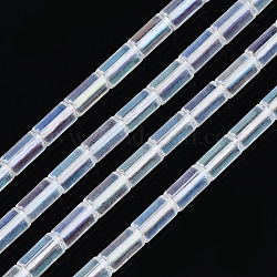 Chapelets de perles en verre transparent électrolytique, de couleur plaquée ab , colonne, clair ab, 5x2.5mm, Trou: 0.8mm, Environ 72~75 pcs/chapelet, 13.98 pouce ~ 14.25 pouces (35.5~36.2 cm)
