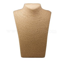 Cuerda de paja tejida de exhibición del collar del busto, bronceado, 225x200x115mm