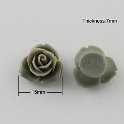 Harz Cabochons, Blume, dunkelgrau, 15x7 mm