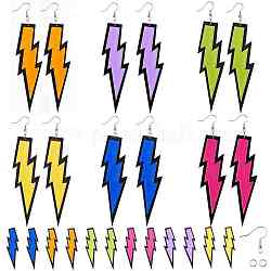 Blitz-Ohrringe zum Selbermachen, mit großen Anhängern aus glitzerndem Acryl und Ohrringhaken aus Messing, Mischfarbe, Stift: 0.7 mm