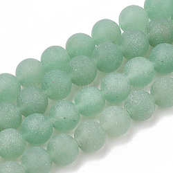 Chapelets de perles en aventurine vert naturel, mat, ronde, 10mm, Trou: 1.2mm, Environ 37~40 pcs/chapelet, 14.9~15.1 pouce (38~38.5 cm)