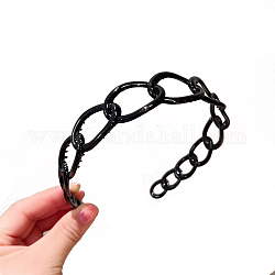 Cintas para el pelo con forma de cadenas de plástico, accesorios para el cabello ancho para mujer, negro, 120mm