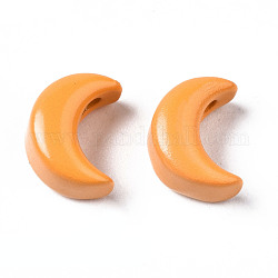 Breloques en laiton peint de pulvérisation, lune, orange foncé, 10x8x6mm, Trou: 2mm