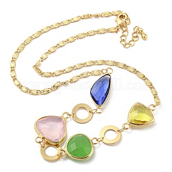 Collane con bavaglino con perle di vetro a triangolo sfaccettato, collane a catena in ottone, oro, 15.63 pollice (39.7 cm)