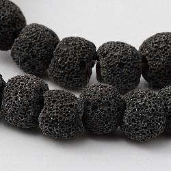 Natural Lava Round Beads Strands, Dyed, Black, 14mm, Hole: about 2.5~3mm, about 32pcs/strand, 15inch