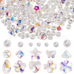 Perline di vetro e ciondoli set per il kit di ricerca di gioielli fai-da-te, compresi ciondoli in vetro elettrolitico e trasparente, Perline di vetro palccato, colore misto, 314pcs/scatola