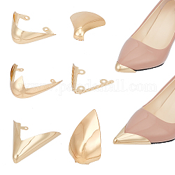 Nbeads 12Pcs 6 Style Iron Toe Cap Covers, Toe Protectors, for Pointed Toe High-Heeled Shoes, Golden, 16~66x20~69x0.5~28.5mm, Hole: 2.5~2.8mm, 2pcs/style