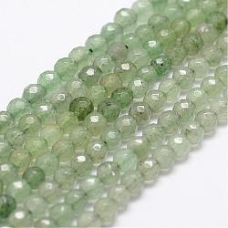 Natürlichen grünen Aventurin Perlen Stränge, facettiert, Runde, 4 mm, Bohrung: 1 mm, ca. 96 Stk. / Strang, 14.9 Zoll ~ 15.1 Zoll