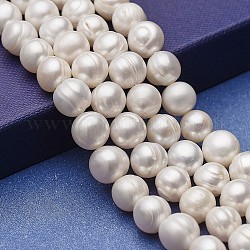 Brins de perles de culture d'eau douce naturelles, pomme de terre, blanc, 9~11x9~10mm, Trou: 0.5mm, Environ 39 pcs/chapelet, 14.76 pouce (37.5 cm)