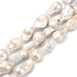 Hebras de perlas keshi de perlas barrocas naturales, perla cultivada de agua dulce, lágrima, naranja, 15~40x15~30x15mm, agujero: 0.6 mm, aproximamente 11~13 pcs / cadena, 14.96 pulgada (38 cm)