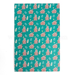 Christmas Theme Printed PVC Leather Fabric Sheets, for DIY Bows Earrings Making Crafts, Dark Cyan, 30x20x0.07cm