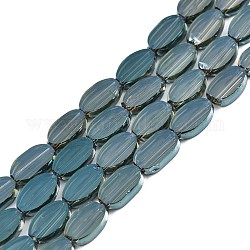 Hebras de perlas de vidrio transparentes pintadas, oval, acero azul, 10x6x3mm, agujero: 1 mm, aproximamente 54~60 pcs / cadena, 20.47~23.62'' (52~60 cm)