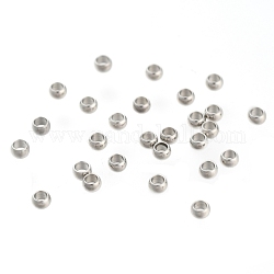 304 Edelstahl-Abstandhalter-Perlen, Rondell, Edelstahl Farbe, 2.5x1.5 mm, Bohrung: 1~1.5 mm