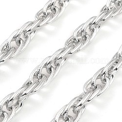 Cadenas de cuerda de aluminio, sin soldar, con carrete, Platino, 16x10x2.5mm, aproximadamente 16.40 pie (5 m) / rollo