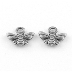Tibetan Style Alloy Charms, Bees, Cadmium Free & Lead Free, Antique Silver, 9.5x11x2mm, Hole: 1.5mm, about 2380pcs/1000g
