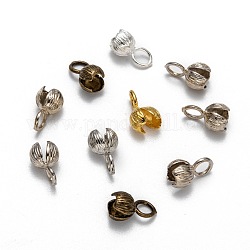 Bouts de perle en laiton, calotte embouts, couverture de noeud à clapet, couleur mixte, 11x6mm, Trou: 3mm, diamètre intérieur: 3 mm