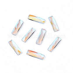 Cabujones de cristal de rhinestone, accesorios de la decoración del arte del clavo, facetados, Rectángulo, claro ab, 9x2.5x2mm