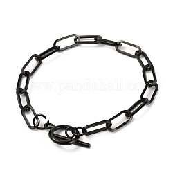 Unisex 304 braccialetti a catena in acciaio inossidabile con graffetta, con fermagli a ginocchiera, elettroforesi nera, 8-1/8 pollice (20.5 cm)