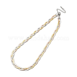 304 Stainless Steel Interlocking Triple Herringbone Chain Necklace for Men Women, Mixed Color, 14.57 inch(37cm)
