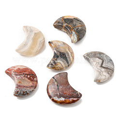 Perles d'agate mexicaines naturelles, pour création de fil enroulé pendentifs , pas de trous / non percés, lune, 30~30.5x23.5~24x8.5mm
