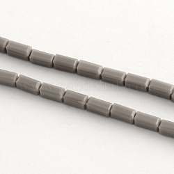 Faceted Glass Bead Strands, Cuboid, Gray, 6~7x3x3mm, Hole: 1mm, about 80pcs/strand, 23.2inch