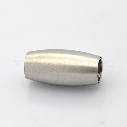 Barrel 304 Stainless Steel Magnetic Clasps, Stainless Steel Color, 21x10mm, Hole: 6mm