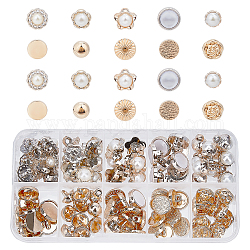 Kunststoffknöpfe, 1-Loch, Perlmuttknöpfe, Mischformen, weiß, 10~13 mm, 100 Stück / Karton