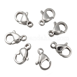 304 Stainless Steel Lobster Claw Clasps, Manual Polishing, Stainless Steel Color, 9x6x3mm, Hole: 1.2mm, Inner diameter: 3mm