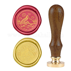 Timbro sigillo di cera di legno fai da te, modello di montagna, 83x22mm, testa: 7.5 mm, francobolli: 25x14.5 mm