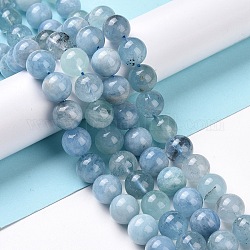 Natürliche Aquamarin Perlen Stränge, Runde, 10 mm, Bohrung: 1 mm, ca. 38 Stk. / Strang, 15.3 Zoll