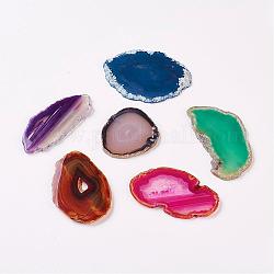 Cabochoni di agata naturale di fetta, pepite, tinto, colore misto, 48~80x30~65x3~4mm