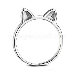 Shegrace adorabile anello a coda con polsino in argento sterling regolabile 925, con orecchie di gatto, argento, 16mm