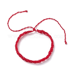 Bracelet cordon tressé en nylon, bracelet chanceux ajustable pour femme, rouge, diamètre intérieur: 2~4-3/4 pouce (5.1~12.1 cm)