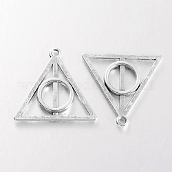 Tibetan Style Triangle Pendants for Harry Potters Deathly Hallows Necklace, Lead Free & Nickel Free, Antique Silver, 32x31x3mm, Hole: 2mm