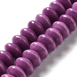 Perles de porcelaine perlées manuelles, plat rond, violet, 12x7mm, Trou: 1.6mm, Environ 45 pcs/chapelet, 12.40'' (31.5 cm)