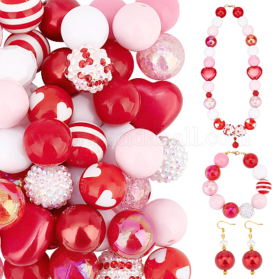  PH PandaHall 50pcs 20mm Bubblegum Beads Christmas