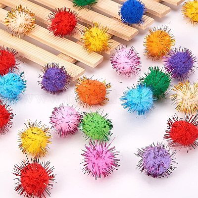 TECH-P Arts Craft Pom Poms Glitter Poms Sparkle Balls +1 PCS TECH-P Coaster 25mm- 500 Pack Assorted Color 