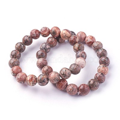 Bracciali elasticizzati in perle di leopardo naturale&nbsp;BJEW-F380-01-B12-1