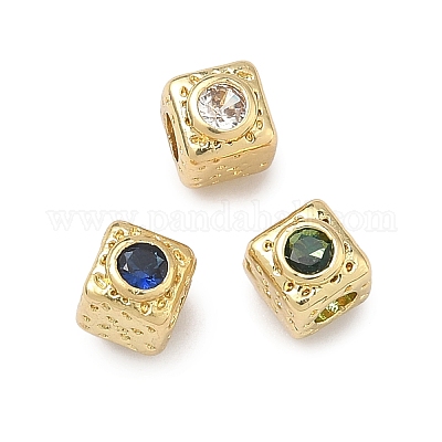 Cube Messing Micro Pave Zirkonia-Perlen&nbsp;KK-B170-03G-1