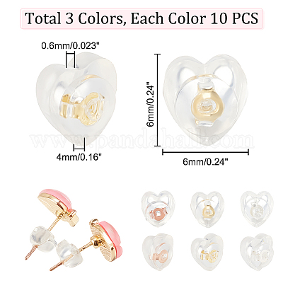 Wholesale PandaHall Elite 30Pcs 3 Colors Silicone Ear Nuts