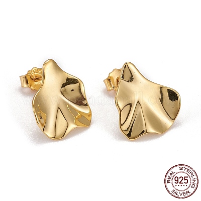 925 Sterling Silber Ohrstecker&nbsp;EJEW-F265-03G-1